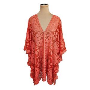 Sol & Sea Orange Lace Beach Coverup Sz L / XL